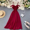 Schlank Sexy Slash Neck Spaghetti Strap Kleid Sommer Aushöhlen Elegante Party es Frauen Casual Strand Vestidos 210430