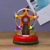 Navidad Decor Christmas Village Gloeiende Muziek Huis Carrousel Ferris Wheel Tree Decoratie Ornamenten Geschenken voor Kinderen 211021