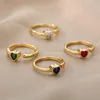 Cluster Anneaux Esthétique Mignon Amour Coeur Anneau Femmes En Acier Inoxydable Or Géométrique Ouvert Réglable Doigt Bijoux De Mariage Maman Filles Cadeau