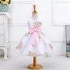 Girl Evening Dress Beautiful Textile Printing American Cross Border Flower Summer Small Clear Korean Print High Grade Kids Clothes For Girls Aged 1 To 8 Years