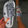 Kvinnors comfy slip-on tofflor Slide Inomhus Utomhus Flip-Flops Beach Bandana Skor Sommar Toe Flip Flops Non-Slip Footwear 2021