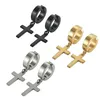 1 stycke Kvinnor Män rostfritt stålörhängen svart/silverfärg Cross Gothic Punk Rock Style Pendientes