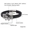 New Punk Style Genuine Leather Stainless Steel Ravenous Wolf Charm Bracelet