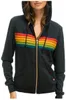 Sweats à capuche pour femmes Sweethirts Donignet Femmes Manteau 2021 Casual Rainbow à capuche à capuche Zip-up rayé plus taille