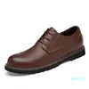 Wholesale-Dress Shoes Mens Oxfords Genuine Leather Shoe Male Wedding Social Chaussure Homme Brown Office Formal Plus Size