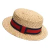 Baserne klassische Sommer-Bater-Hut für Frauen breite Seite doppelte Schicht weibliche beiläufige Panama-Dame flach Bowknot Stroh Sun Beach Fedora