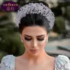 Bruidsbruiloft Tiara Brede haarband Zachte zijden bruidshoofddeksels Kroon Strass met bruiloftssieraden Haaraccessoires Diamant Brida9766077