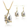 Wassertropfen Anhänger Halskette Ohrringe Schmuck Set Goldkette Diamant Frauen Halsketten Ohrring Mode Schmuck Will und Sandy Gift