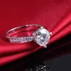 Cluster Rings Transgems 18K AU750 White Gold Main 2ct 8mm F Colorless Moissanite With Accents Heart Shape Prongs Ring Band Width 3mm