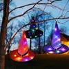 4pcs هالوين الديكور الساحرة القبعة أضواء LED للأطفال لوازم ديكور الحفلات في الهواء الطلق معلقة زخرفة DIY D5.0