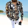 Bohemian Chemisier Abbigliamento stile camicia da uomo con stampa manica lunga moda XXXL top Blusa modello camicette
