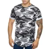 Manga curta casual t - shirts Inclinação digital Imprimir design Camo padrão elástico slim t-shirts