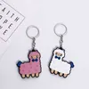 10 штук мультфильм PVC LLAMA ALPACA брелок брелок Keyrings Детская школьная сумка ювелирных изделий животных ключей держатель цепи силиконовые подвески подарок G1019