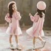 Nya Baby Girls Dress 2021 Spring Girl Princess Dresses Striped Teenage Vestidos Barnflicka Kläder 6 8 10 12 14 G1129