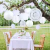 Ensemble de décoration de mariage blanc élégante 12pcs papier fans de papier Lanterns boules de nid d'abeille boules de fleur POM Fleur mariage décoration 211015