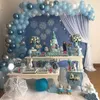 94 pcs azul branco prata metal balões guirlanda ouro prata confetti balão arco aniversário bebê festa de casamento decoração 210626