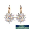 BAMOER 3 Colors Luxury Gold Color Flower Stud Earrings with Zircon Stone Women Birthday Gift Bijouterie JIE014 Factory price expert design Quality Latest Style