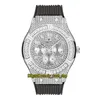 MISSFOX éternité V315 Hip hop mode montres pour hommes incrustation de diamants CZ cadran en or mouvement à quartz montre pour hommes glacé Big T diamants lunette boîtier en alliage bracelet en caoutchouc noir