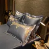 Zestawy pościeli Szare Wykwintny haftowany zestaw luksusowy egipski bawełniany jedwabisty soft z łóżka poduszka kołdra 4/6pcs