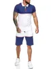 Ropa De Hombre 2020 Summer Sports Suit Color Matching Slim Casual Fashion Abbigliamento sportivo da uomo Pantaloncini a maniche corte Abbigliamento da uomo Y0310