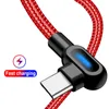 Snabb laddningskablar 1m 2m LED USB-laddare Kabel Micro Type C Cord för iPhone Samsung Xiaomi Mobiltelefoner