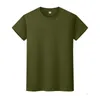 Nouveau col rond couleur unie T-shirt été coton chemise à manches courtes hommes et femmes à manches mi-longues 05YH5I23i