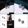 Stud Earrings Jewelry Inspiration Craft Sier Inlaid Crystal Natural Chalcedony Violet Geometric Exquisite Charm Ladies Drop Delivery 2021 Zi