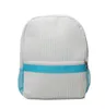 Aqua Toddler Backpack Seersucker Macio Algodão Saco de Algodão EUA Armazém Local Kids Boys Boys Boy Gril Pré-escola Tote com bolsos de malha domil106187