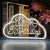 Party Decoration Happy Birthday Neon Sign Custom LED Light USB Eesthetic Banner on Wall for Women Room Home Mural Boy Girl Gift