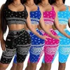 Лето 2 шт. Короткий набор Женщины Bandana Outfits Sexy Tank Crop Top и Biker Шорты Брюки Спортивная одежда Тренажерный зал Воспроизведение Трехгородные Комплекты Tougssuit Y0702