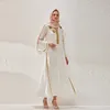 Women's Runway Dress O Neck Long Flare Sleeves Sequined Appliques Loose Design Elegant Maxi Designer Robes Vestidos