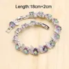 Rainbow Zirconia Silver Color Wedding Jewelry Sets for Women Bracelet Earrings Necklace Pendant Ring Birthday Gift H1022