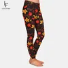 Letsfind mode kvinnor fitness hög midja leggings träning casual byxor byxor 3d lönnlöv digital utskrift plus storlek 211215