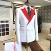 2021 Brand New Fashion Men Wedding Suits White Slim Fit Double Breasted Dress Tuxedo for Groom Plus Size Jacket Pants 2 Pieces X0909