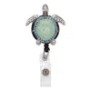 Wholesale Key Rings High Quality Rhinestone Nurse Beautiful Turtle Animal Retractable Badge Reel Id Card Holder