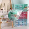 6Pcs Plastic Shoe Box Stackable Foldable Shoe Organizer Drawer Storage Case with Flipping Clear Door Ladies Men 33.5x23.5x13cm 210609