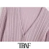 Mulheres Moda Jóias Botões Cable-Knit Cardigan Sweater Vintage V Neck Manga Longa Feminina Outerwear Chique Tops 210507