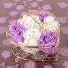 Favor Holders Handmade Scented Rose Soap Flower Romantic Bath Body Soap with Gilded Basket For Wedding Christmas Gift 6Pcs Box