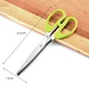 5 Layers Vegetable Tools Scissors Sushi Shredded Scallion Cut Herb Spices Scissor Stainless Steel Cooking Tool Kitchen Accessories Knives LYX106