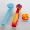 Pipa da fumo in silicone da 120 mm con ciotola in ferro sostituibile bong per uso alimentare a base di erbe secche di colore misto