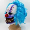 Halloween Mask Skräck Clown Scary Blue Hair Latex Masquerade Props Film Perifera Vuxna Kostymer och Tillbehör