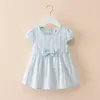 Été nouvelles filles robe petite jupe fraîche à manches courtes vêtements pour enfants bébé fille arc jupe robes de demoiselle d'honneur Q0716