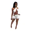 Women Tracksuits Two Pieces Set Designer Clothes Slim Sexy Crop Tops Casual Suits Solid Colour Sleeveless Shorts Outfits