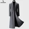 winter over the knee long men's fashion slim wool coat luxury high quality business gentleman youth thick warm wool coat 211011