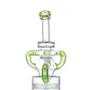 2022 Green Hookah Glash Bong Rury wodne Recycler Tobacco Smoking Bubbler Rury Bongs Butelki Dab Rig z 14 mm miską 7,8 cala lokalna magazyn