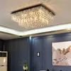 Прямоугольная хрустальная люстра для гостиной, современная роскошная светодиодная потолочная лампа для скрытого монтажа