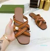 Med låda! Klassiker Kvinna Skor Högkvalitativ Slipper Läder Flat Sandaler Fashion Slides Slide Gummi Ladies Strand Kvinnor 12