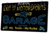 LX1133あなたの名前のガレージ私のツールのルール終了17モータースポーツライトサインデュアルカラー3D彫刻