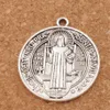 Katolicism St Benedict of Nurnia Patron mot Evil Cross Medal Charm Pärlor 35x31mm Antik Silver Hänge L1646 40st / Lot