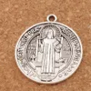 Catholicism St Benedict of Nursia Patron Against Evil Cross Medal Charm Beads 35x31mm Antique Silver Pendant L1646 40pcs/lot